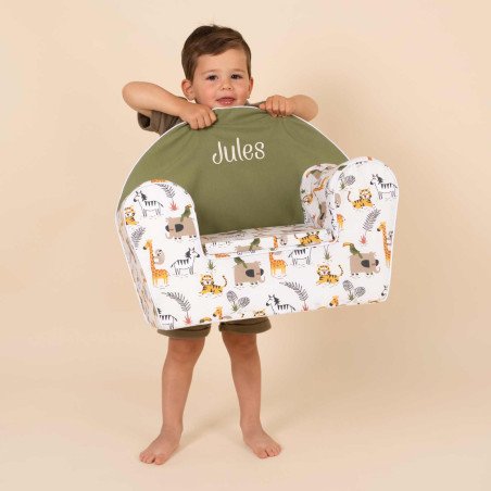 Fauteuil club enfant motif “La Savane en Fête”, vue de face