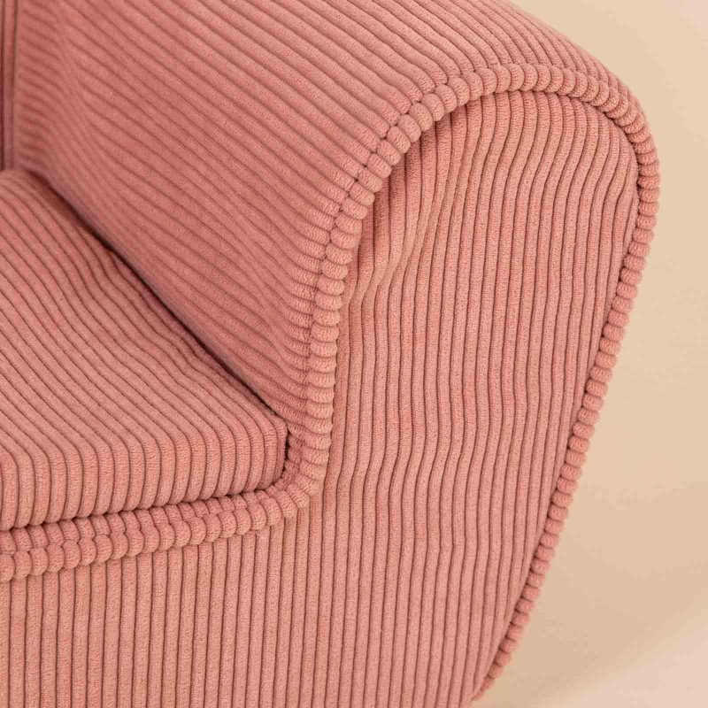 Fauteuil club enfant - Velours côtelé rose - zoom velours