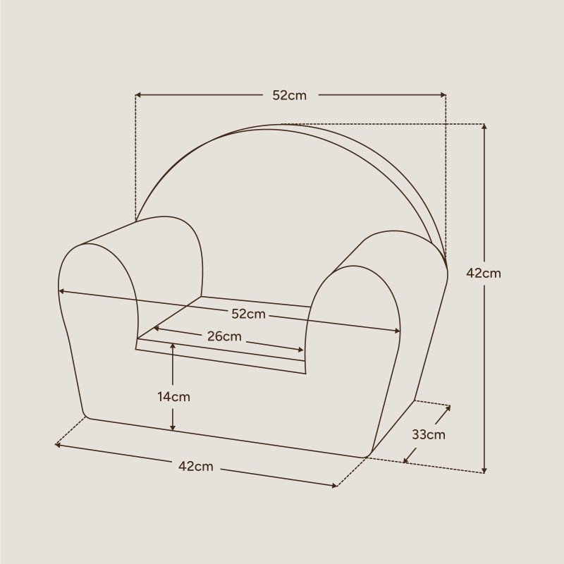 Fauteuil club enfant - Sherpa Teddy - schéma dimensions