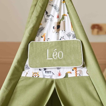 tipi personnalisé enfant - savane en fête - broderie