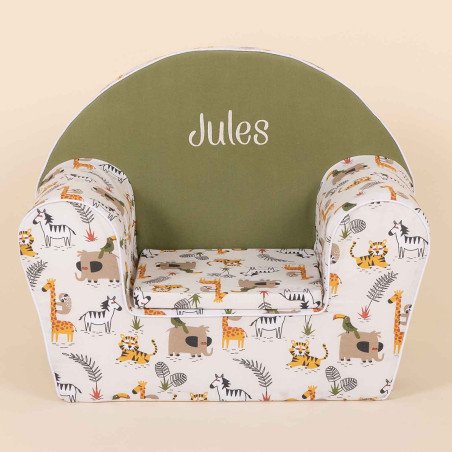Fauteuil club enfant motif “La Savane en Fête”, vue de face