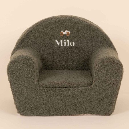 Fauteuil club enfant - Sherpa kaki - vue de face