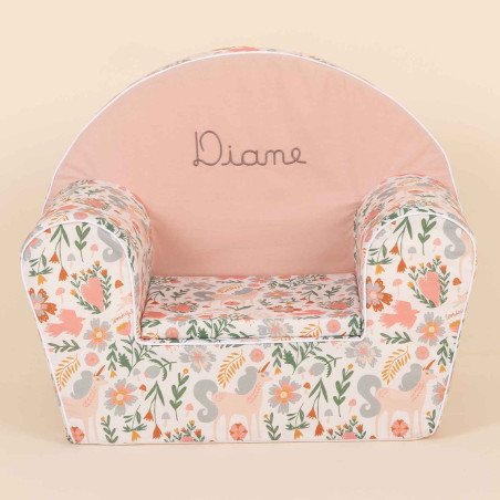 Fauteuil club enfant - Rêve de licorne rose - vue de face