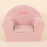 Fauteuil club enfant - Velours brossé rose
