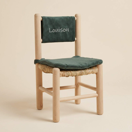 Chaise paille enfant Trendy - Velours côtelé vert - photo de couverture