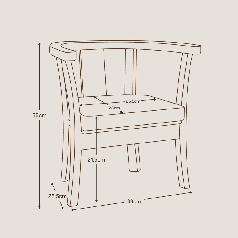 schéma dimension fauteuil bois nicolas 2-5 ans