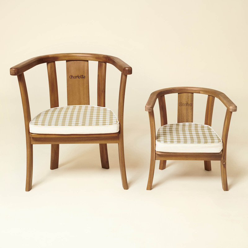 fauteuil bois nicolas vichy vert