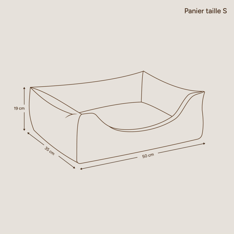 schéma dimensions panier chien S