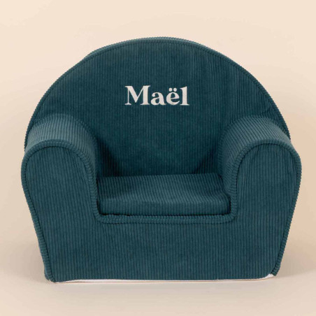 fauteuil club velours côtelé vert canard