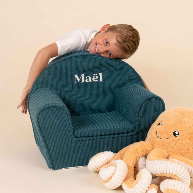 fauteuil club velours côtelé vert canard