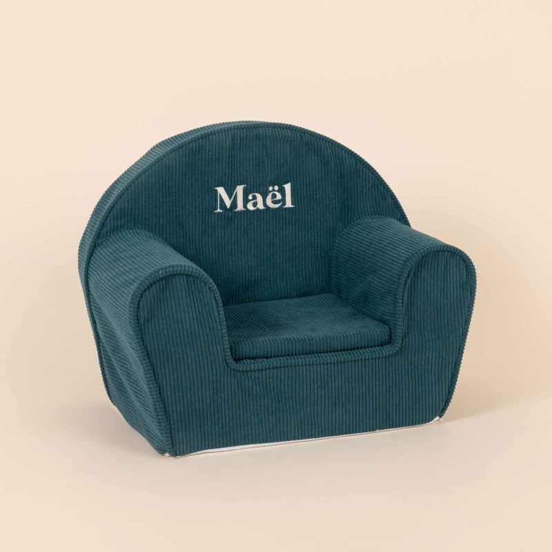 fauteuil club velours côtelé vert canard