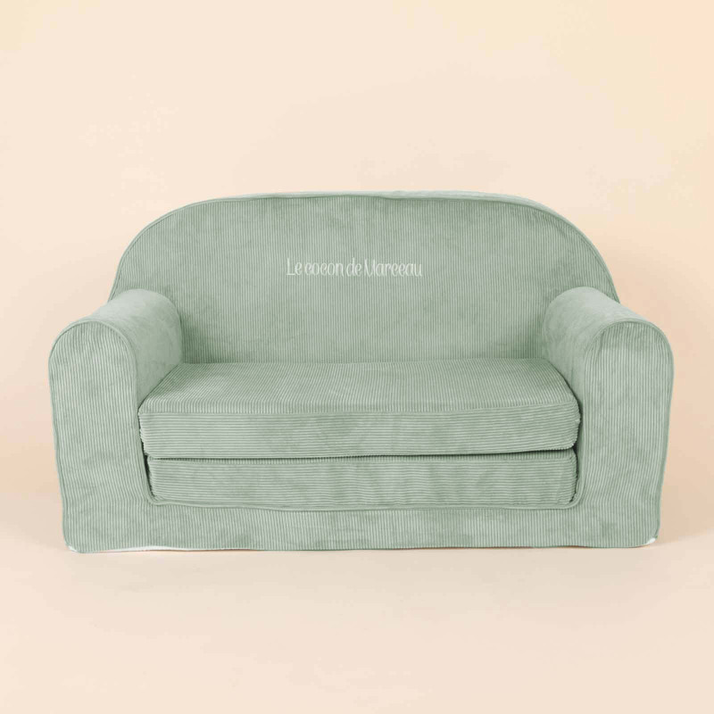 Canapé club - Velours côtelé vert de gris