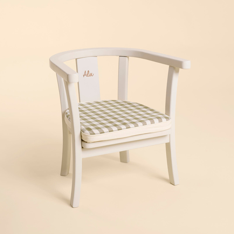 Fauteuil crème Nicolas - Vichy kaki