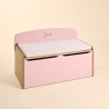 Coffre à jouet rose Nicolas - Coussin Grège