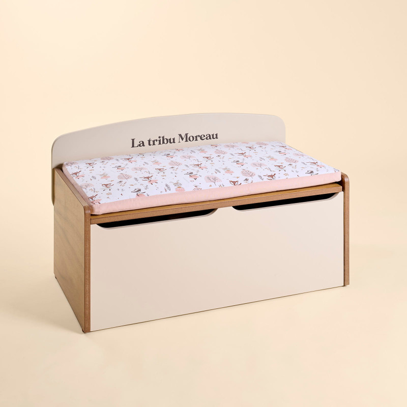 Coffre à jouet crème Nicolas - Bichette rose