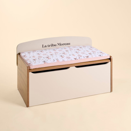Coffre à jouet crème Nicolas - Bichette rose