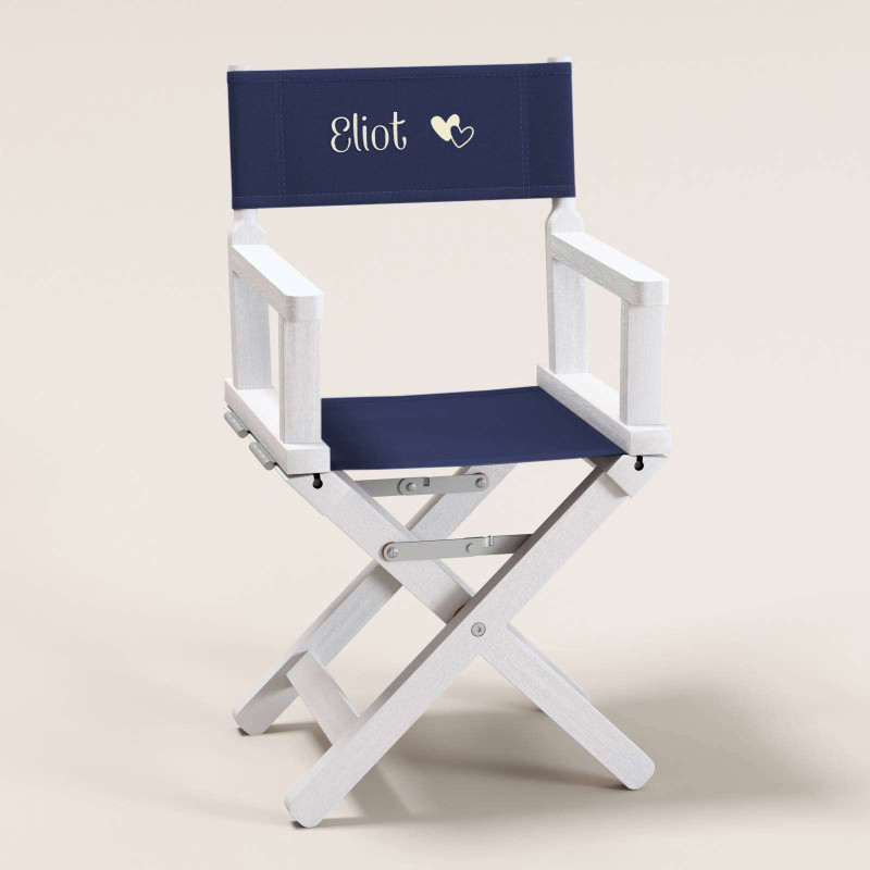 Chaise metteur en scène - Toile unie bleu foncé