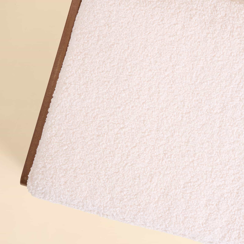 coffre à jouet rose coussin sherpa écru