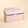 coffre à jouet rose coussin sherpa écru